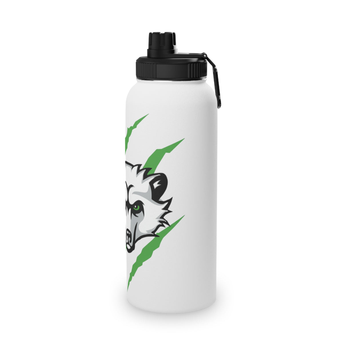 Stainless Steel Sports Water Bottle — Green Slash Design