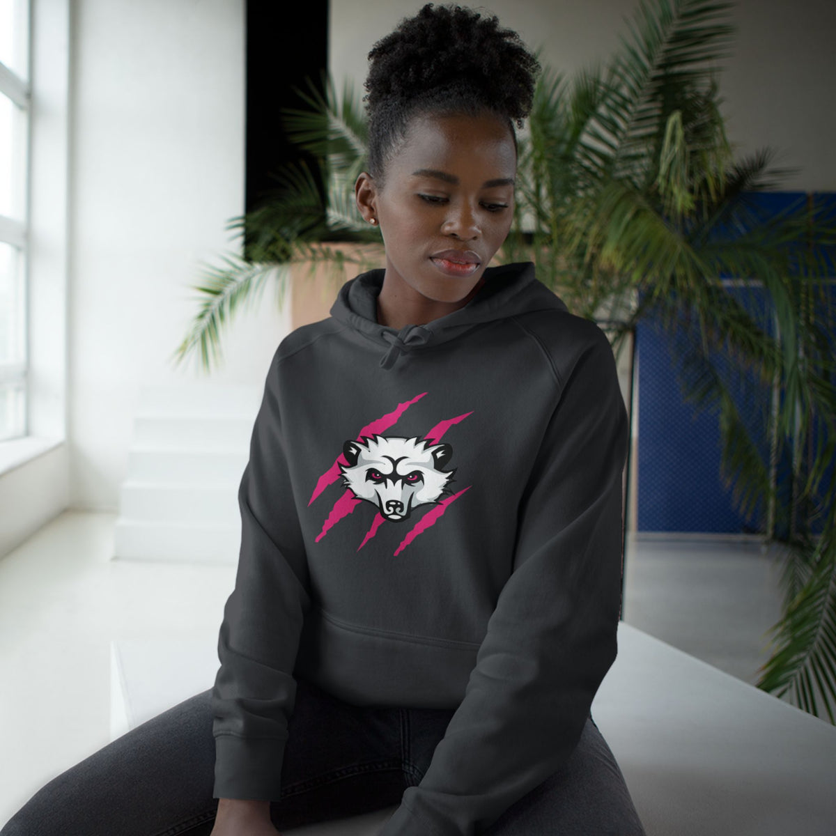 Girls Pink Logo Bearcat Hoodie