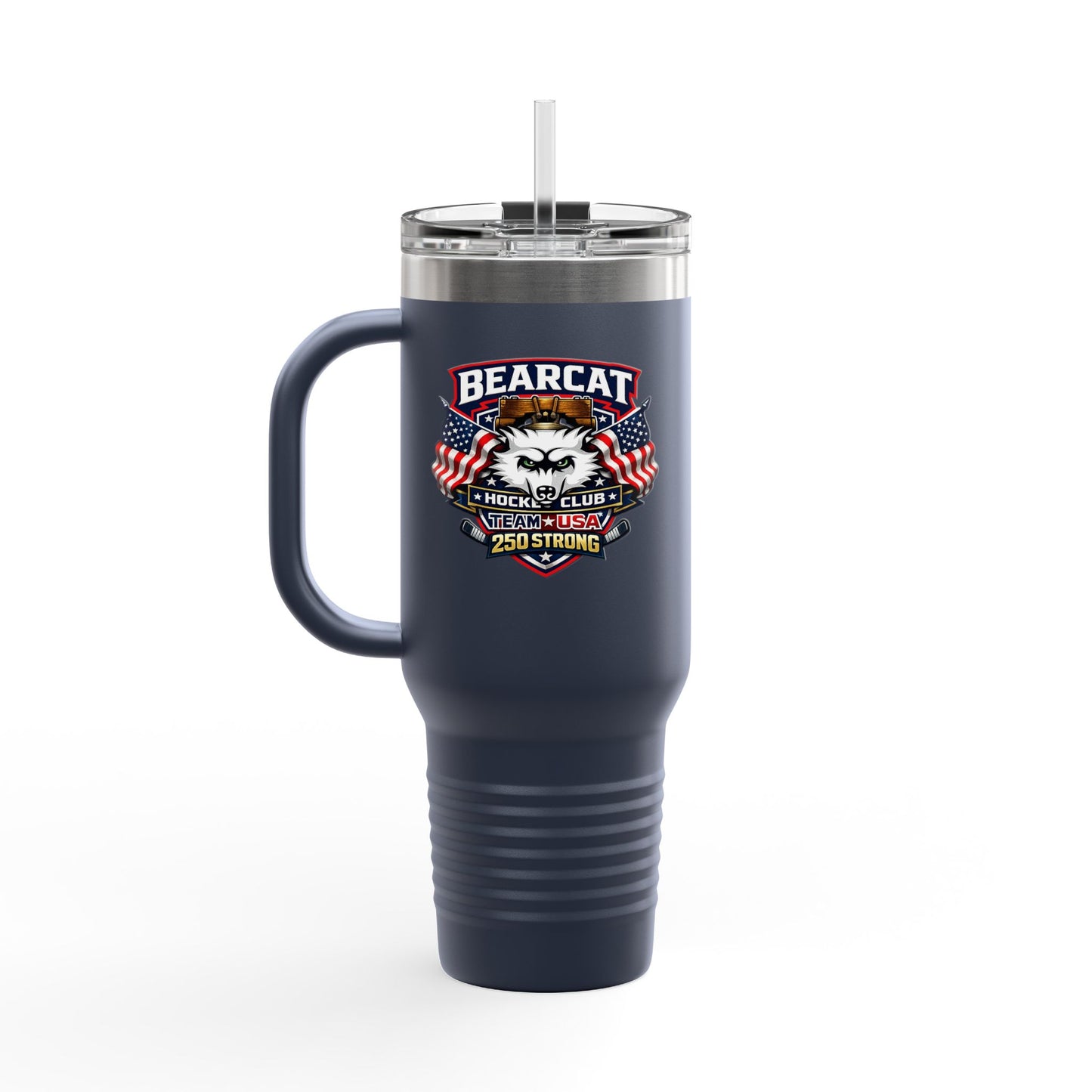 Bearcat Hockey Club International 40oz Insulated Travel Mug – 250 Strong USA