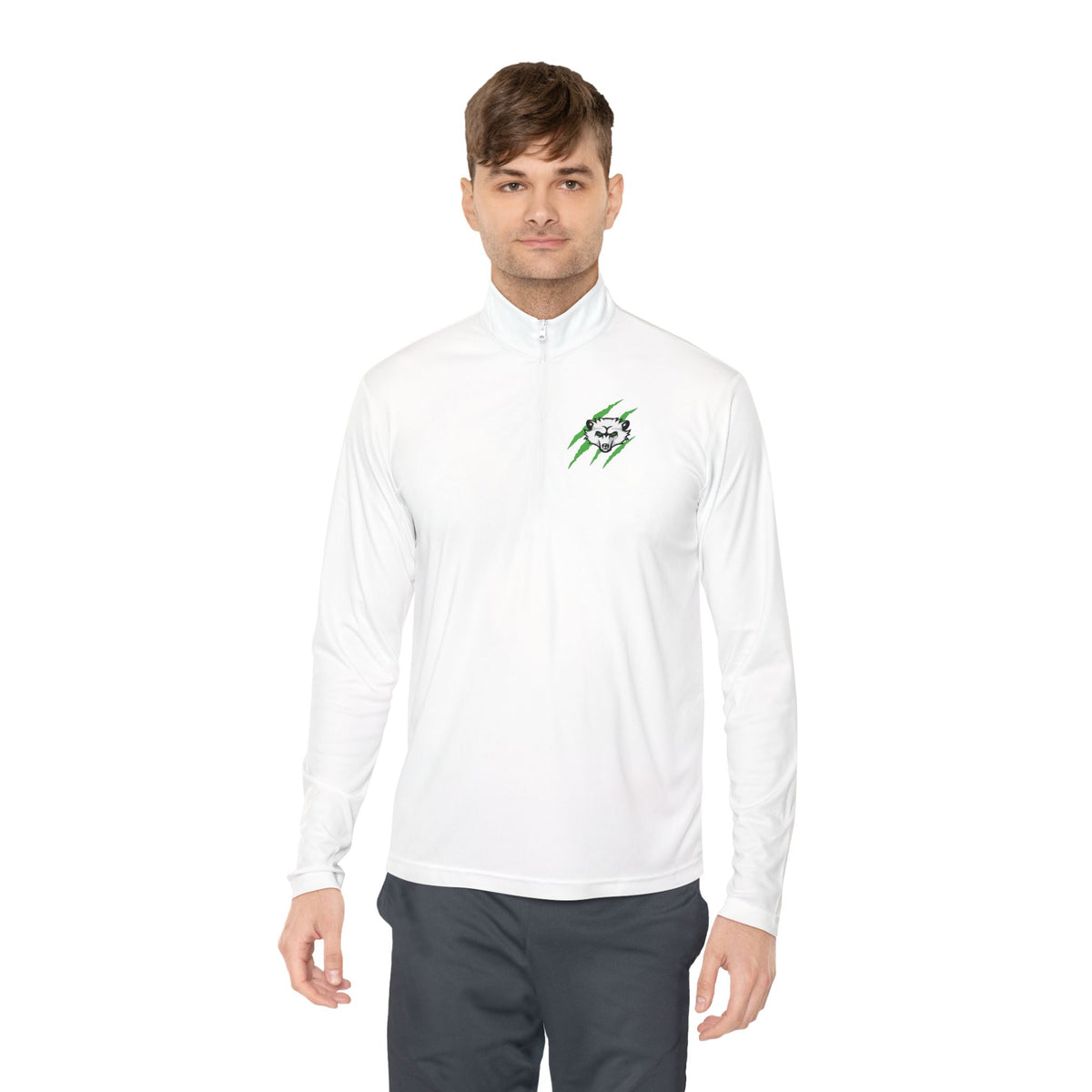 Quarter-Zip Pullover — Green Lightning Skull Logo