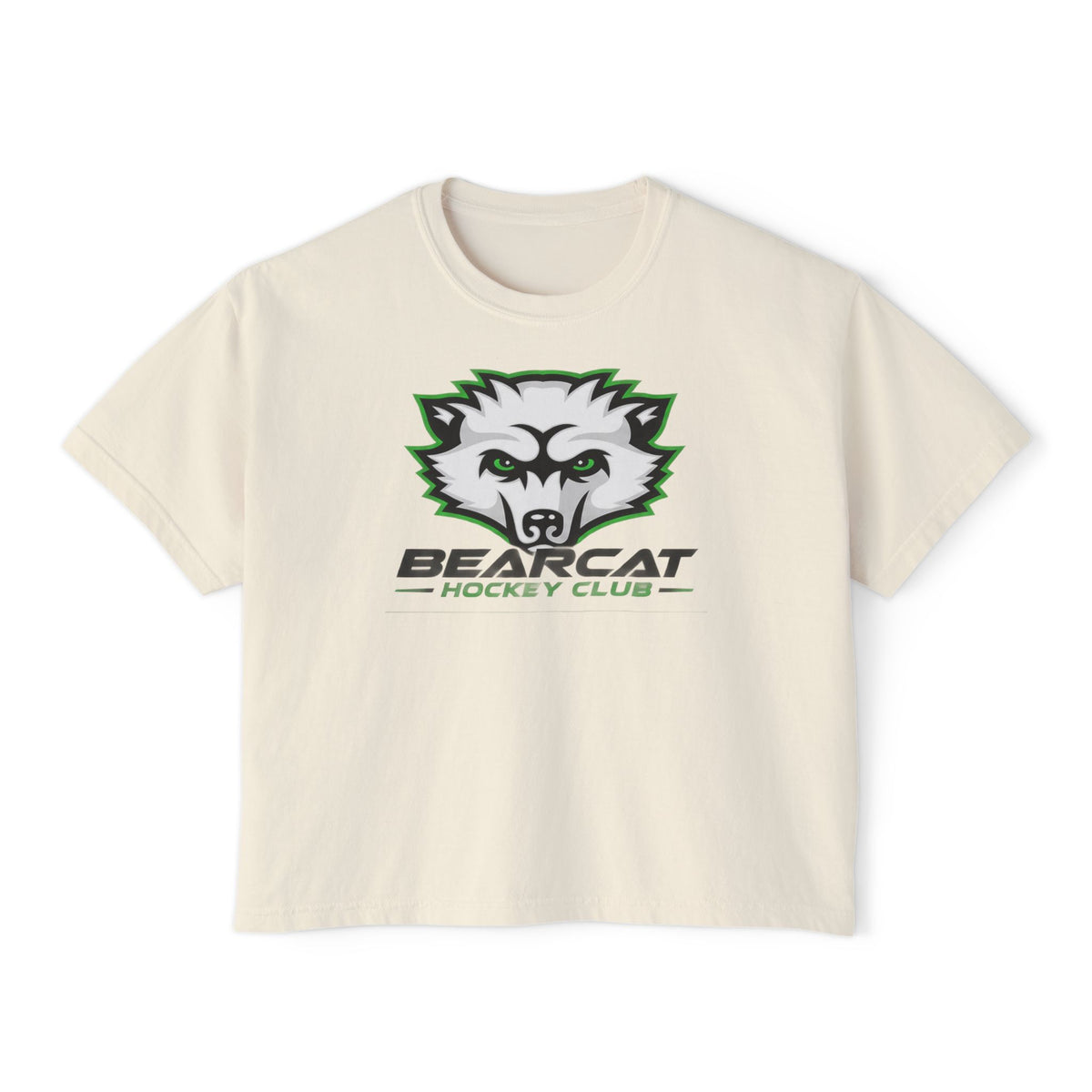 Bearcat Hockey Club Women's Boxy Tee — Retro Mascot Hockey Shirt