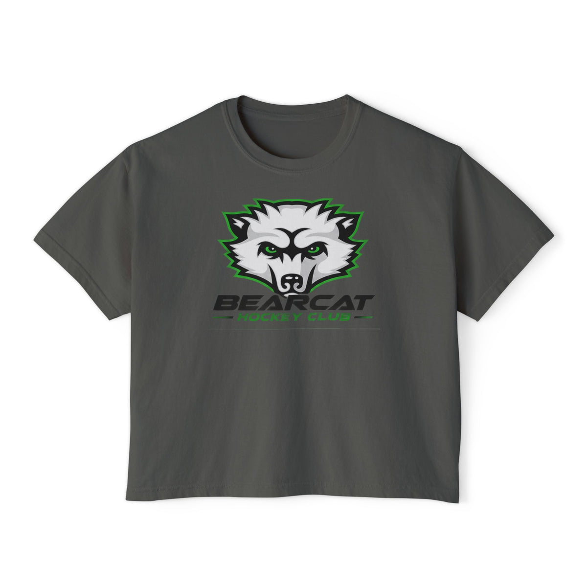 Bearcat Hockey Club Women's Boxy Tee — Retro Mascot Hockey Shirt