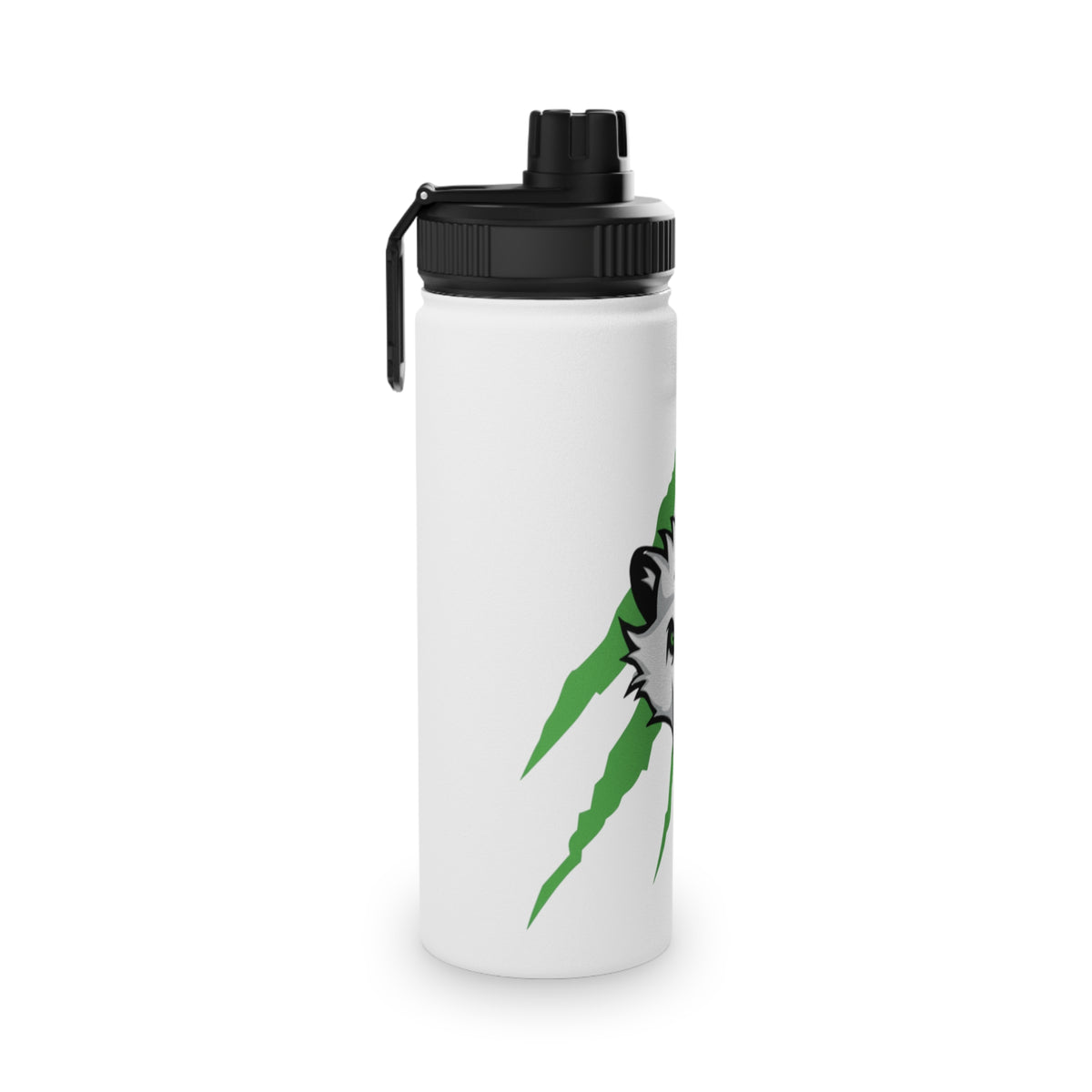 Stainless Steel Sports Water Bottle — Green Slash Design