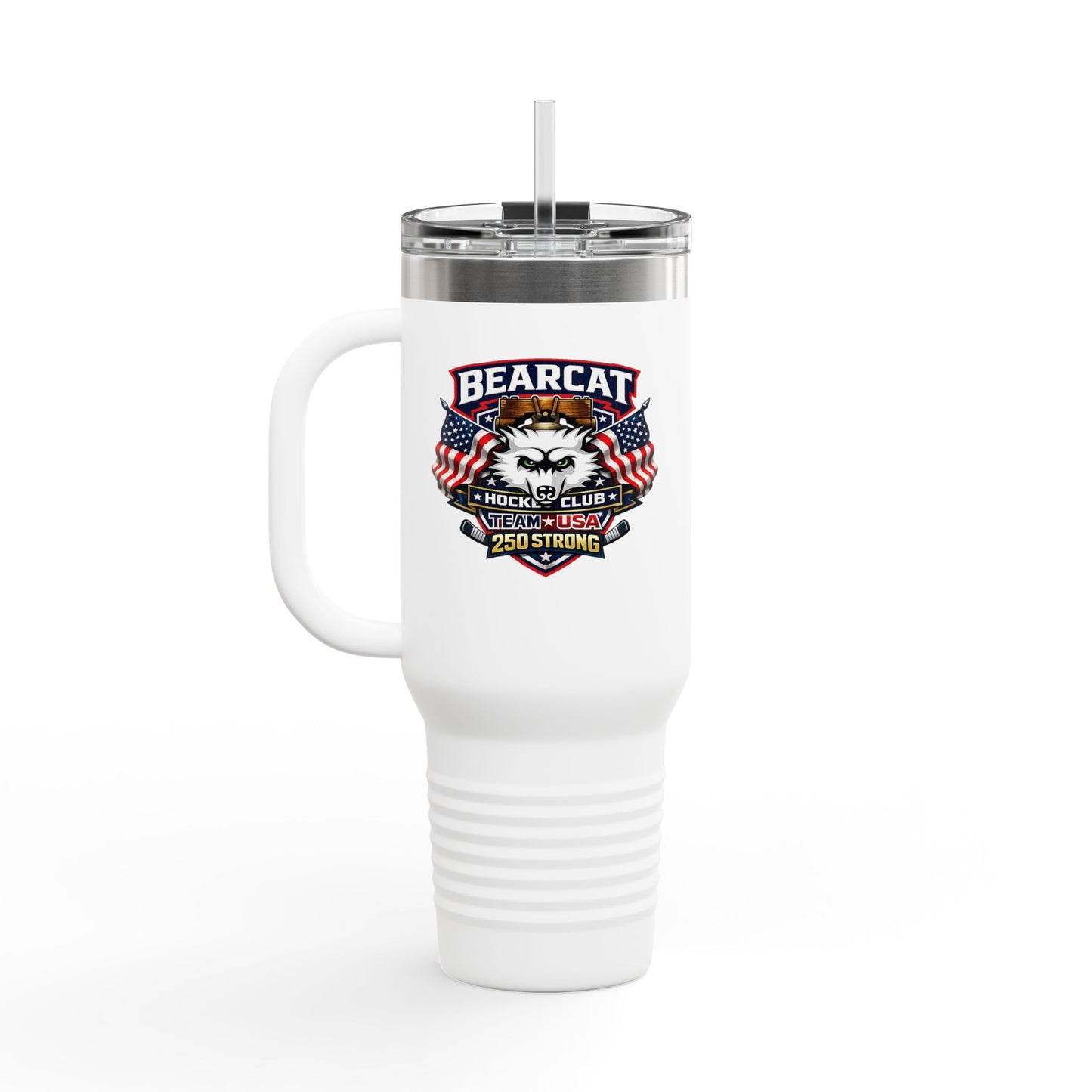 Bearcat Hockey Club International 40oz Insulated Travel Mug – 250 Strong USA