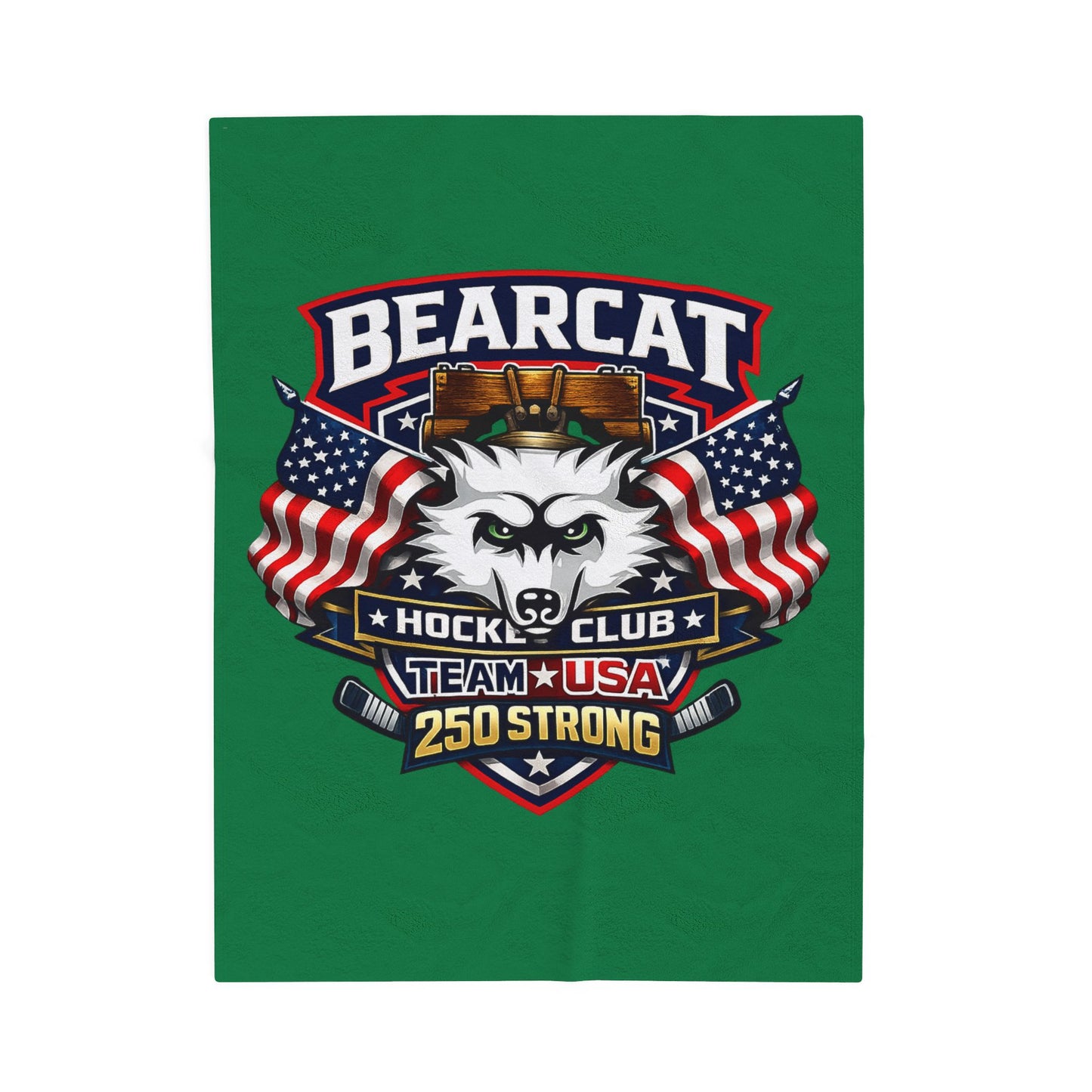 Bearcat Hockey Club Team USA Velveteen Plush Green Blanket