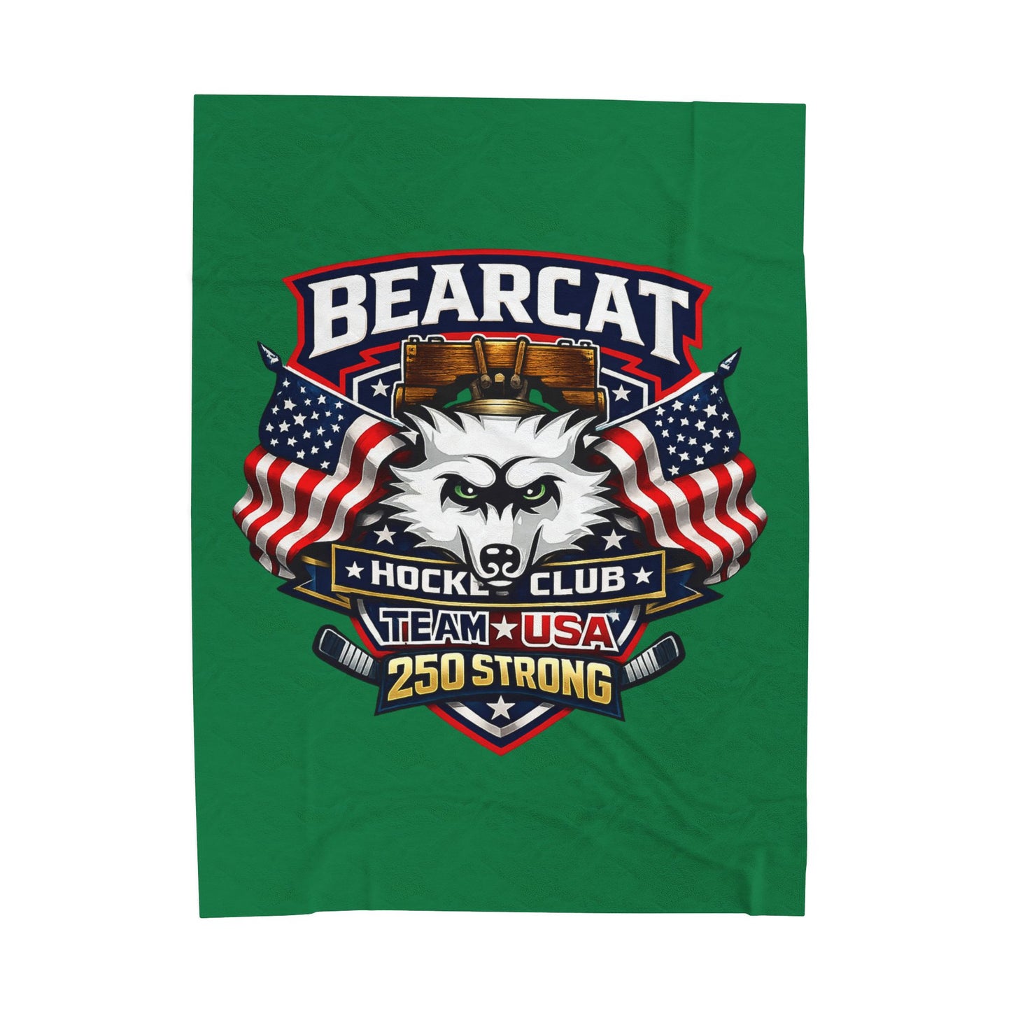 Bearcat Hockey Club Team USA Velveteen Plush Green Blanket