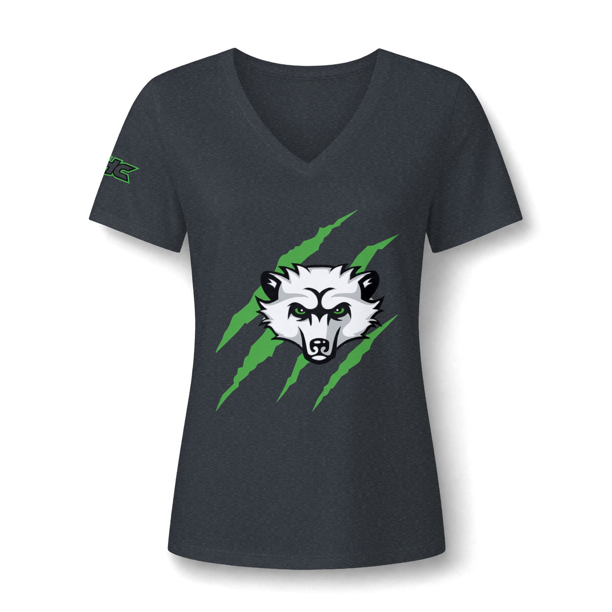Women's V-Neck Tee — Fierce Raccoon Claw Graphic