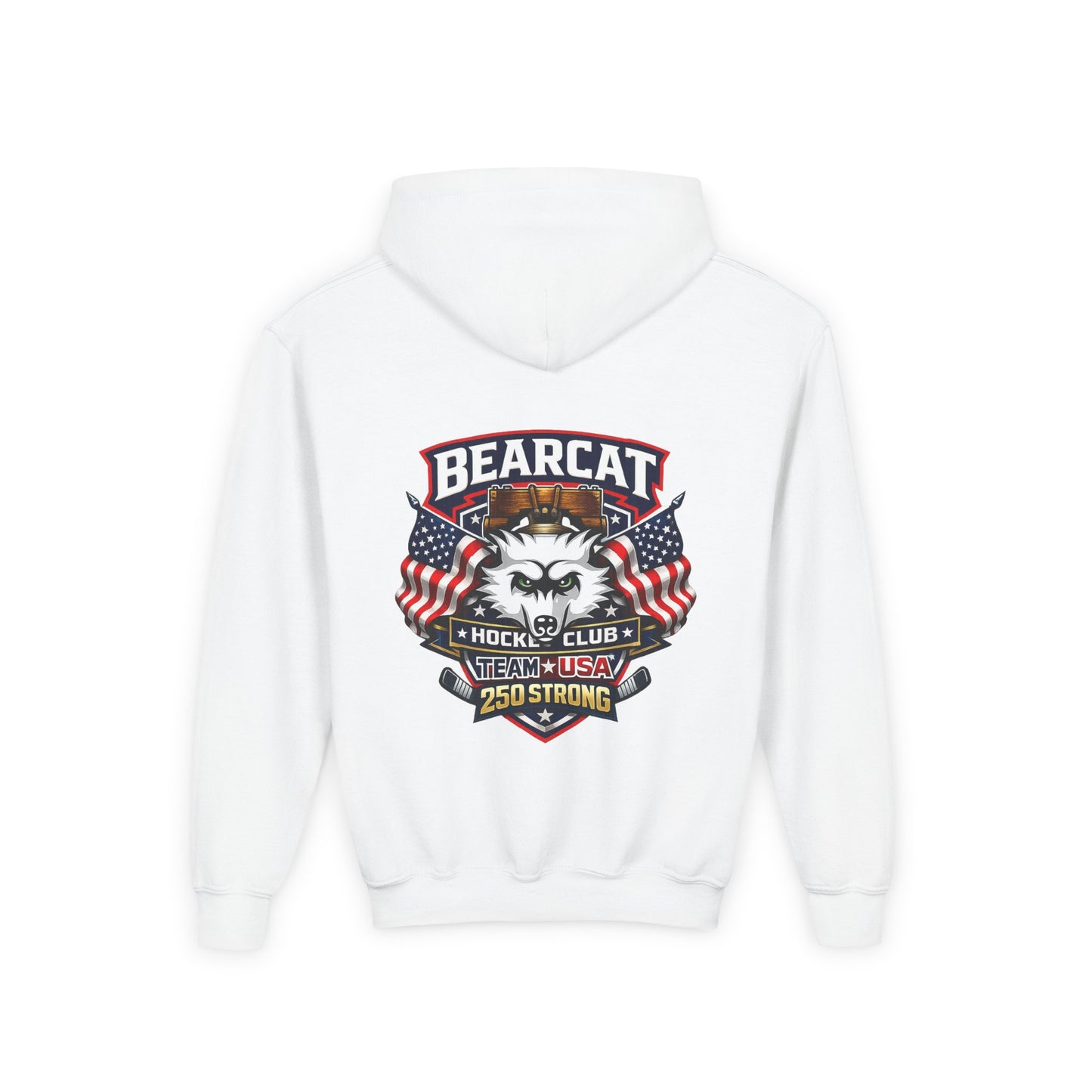 Bearcat Hockey International Youth Hoodie — Team USA Flag Mascot Sweatshirt