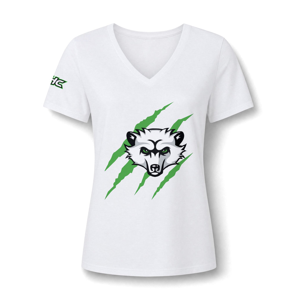 Women's V-Neck Tee — Fierce Raccoon Claw Graphic