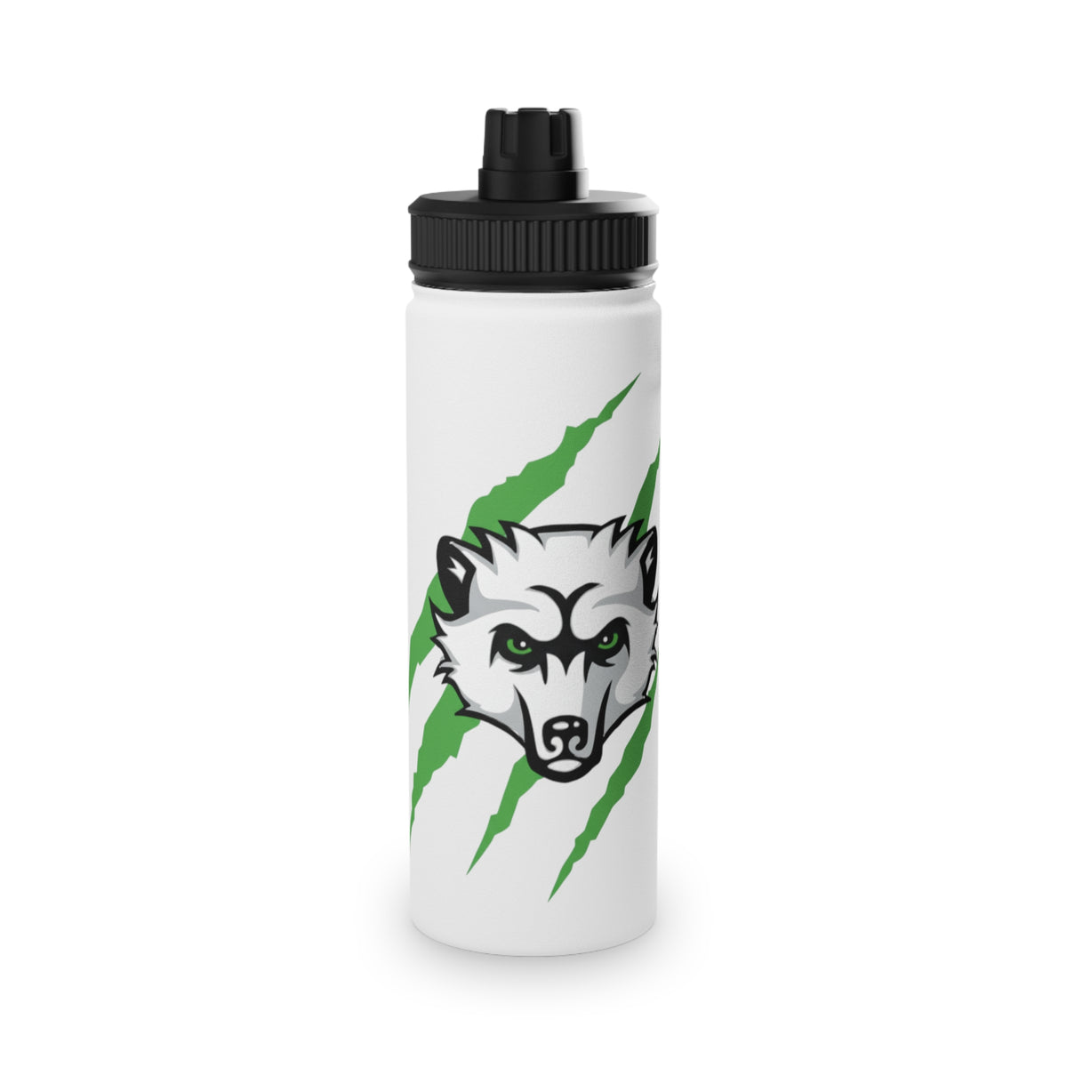 Stainless Steel Sports Water Bottle — Green Slash Design