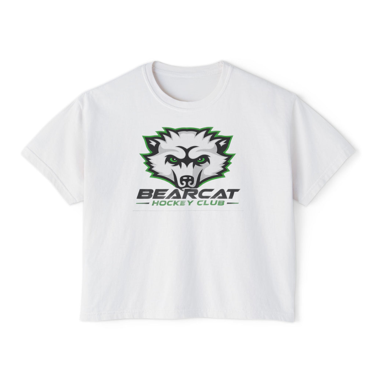 Bearcat Hockey Club Women's Boxy Tee — Retro Mascot Hockey Shirt