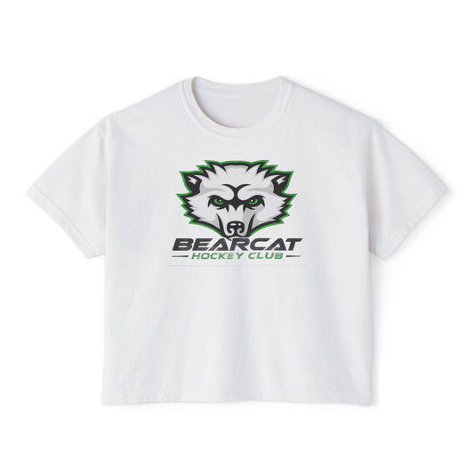 Bearcat Hockey Club Women's Boxy Tee — Retro Mascot Hockey Shirt