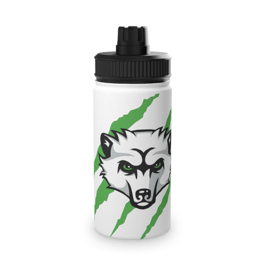 Stainless Steel Sports Water Bottle — Green Slash Design