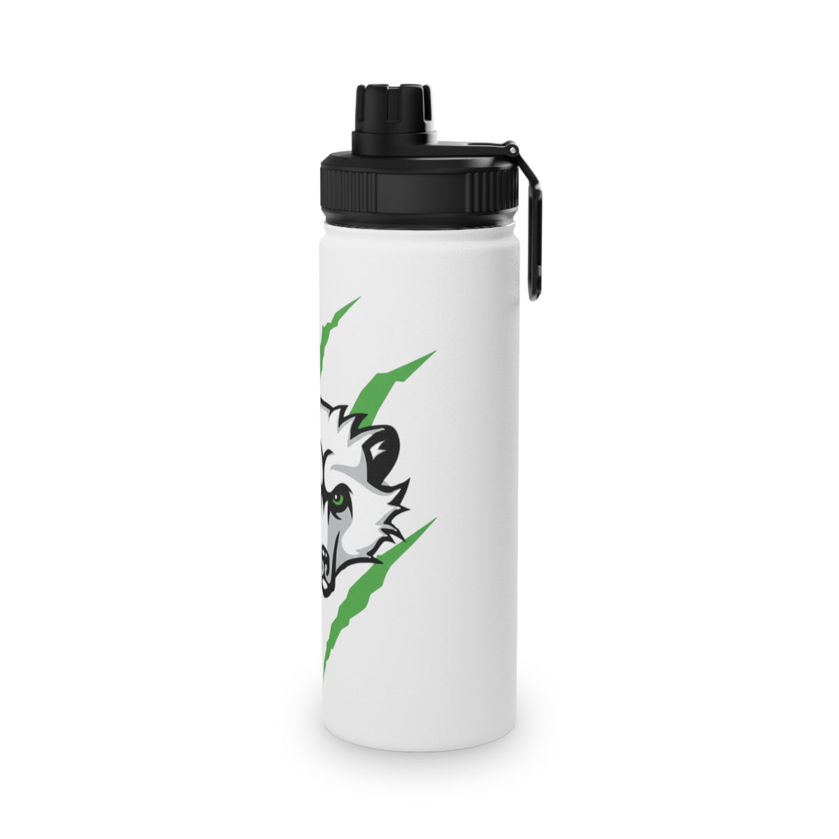 Stainless Steel Sports Water Bottle — Green Slash Design