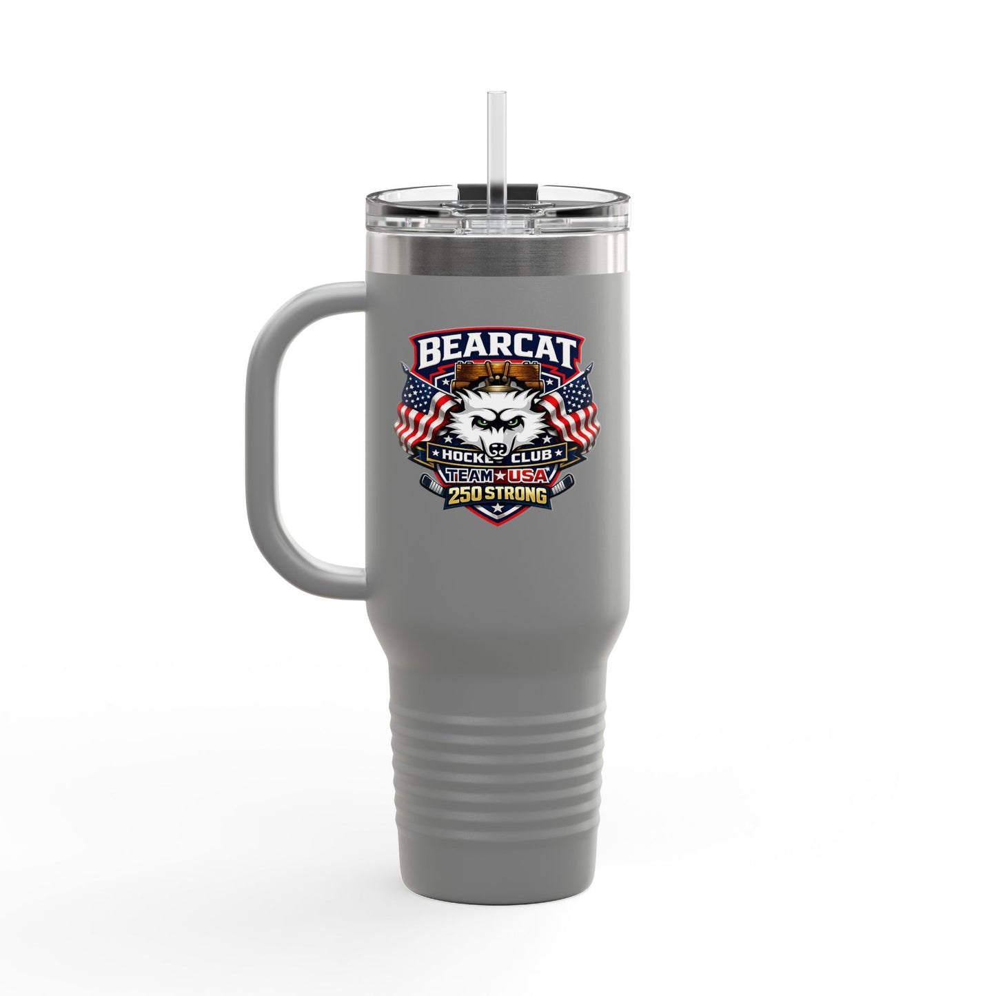 Bearcat Hockey Club International 40oz Insulated Travel Mug – 250 Strong USA