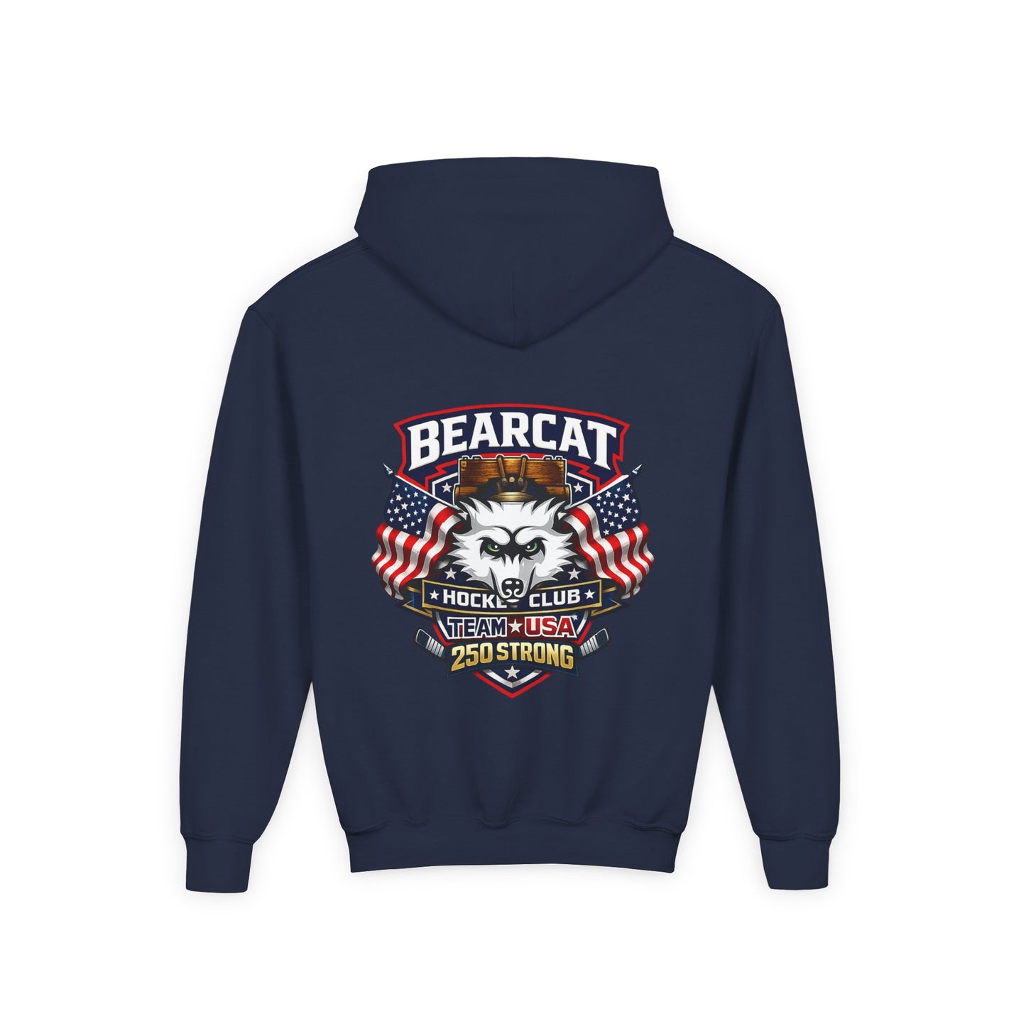 Bearcat Hockey International Youth Hoodie — Team USA Flag Mascot Sweatshirt