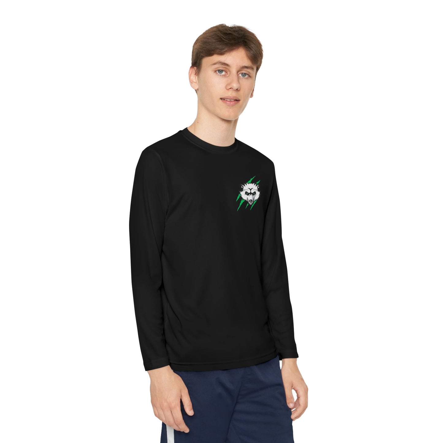 Bearcat Club Youth Long Sleeve Tee – Hockey Team Jersey with American Flags & Mascot