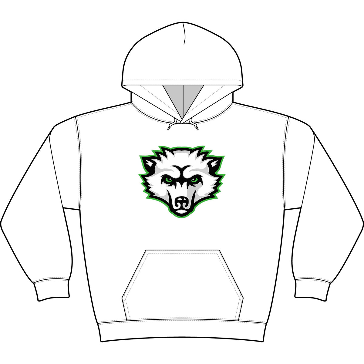 Fleece Hoodie — Green Accent Athletic Pullover