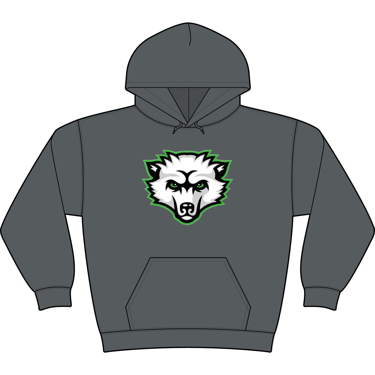 Fleece Hoodie — Green Accent Athletic Pullover