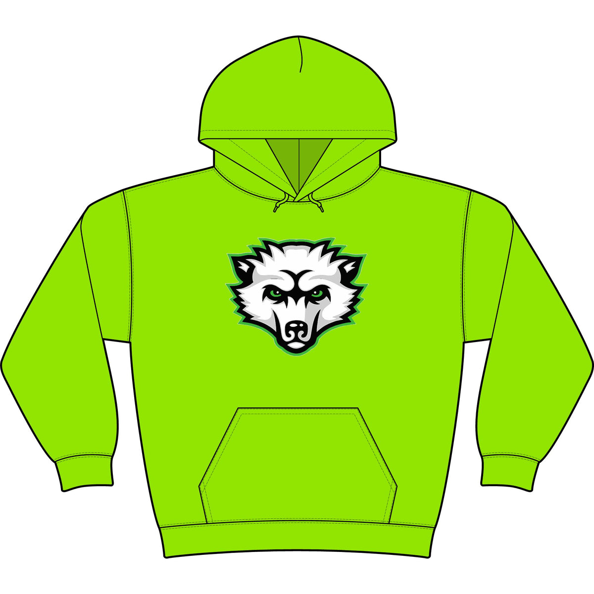Fleece Hoodie — Green Accent Athletic Pullover