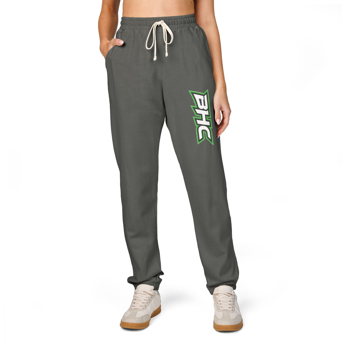 BHC Green Logo Sweatpants - Garment-Dyed Fleece Joggers