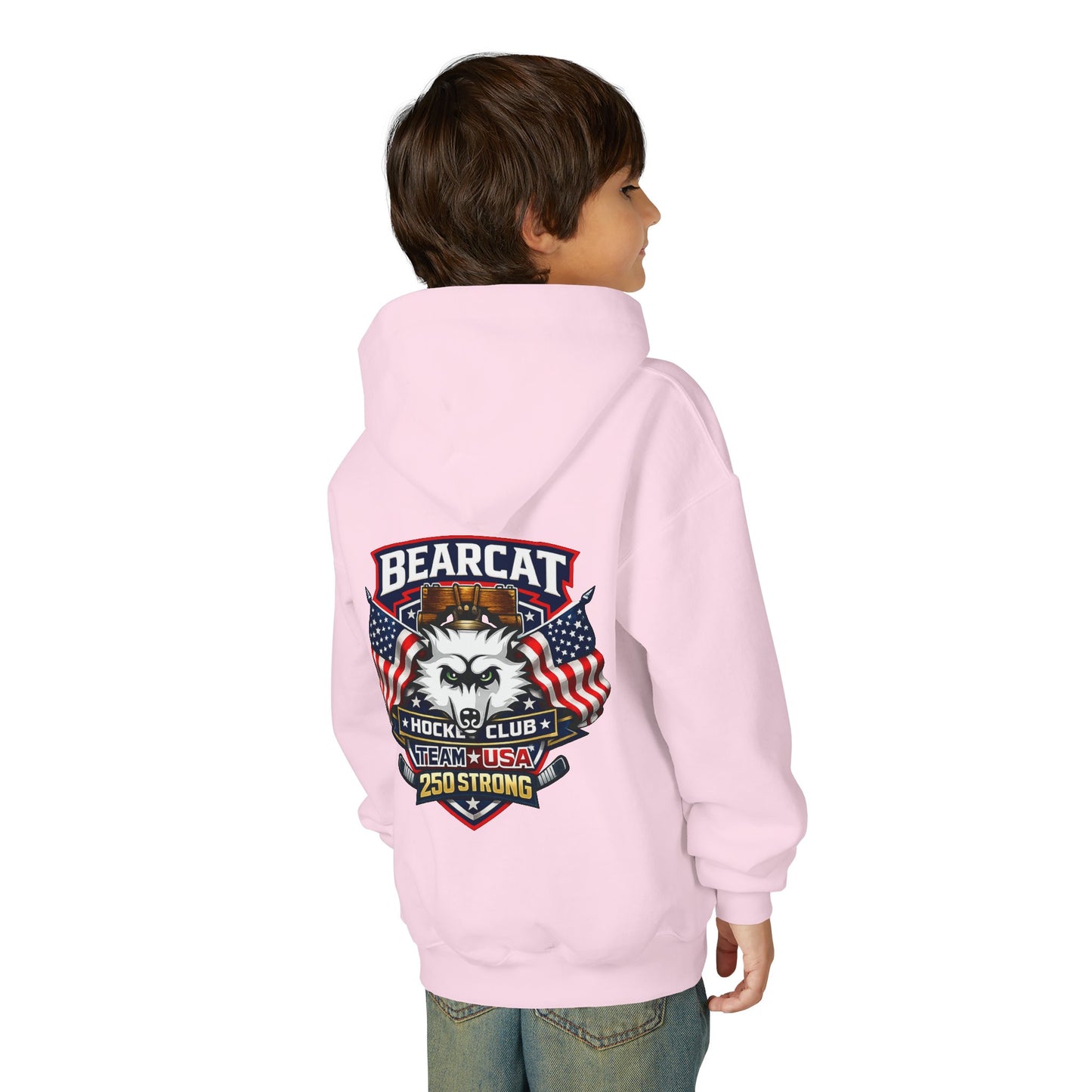 Bearcat Hockey International Youth Hoodie — Team USA Flag Mascot Sweatshirt