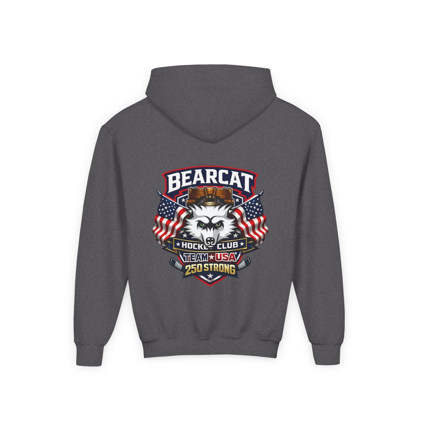 Bearcat Hockey International Youth Hoodie — Team USA Flag Mascot Sweatshirt