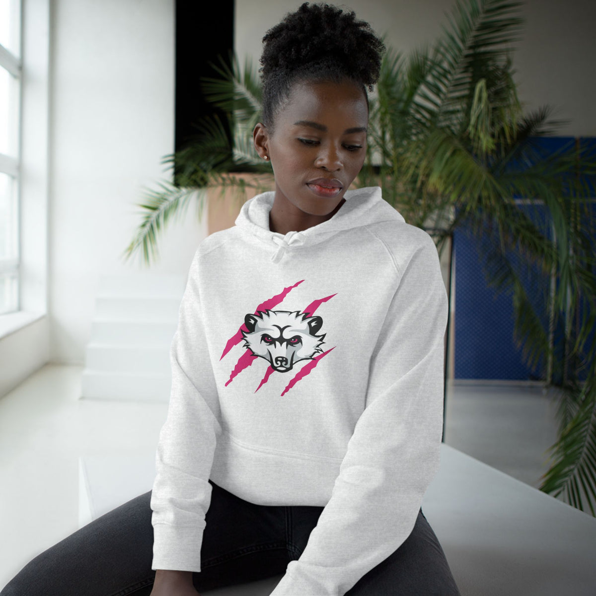 Girls Pink Logo Bearcat Hoodie