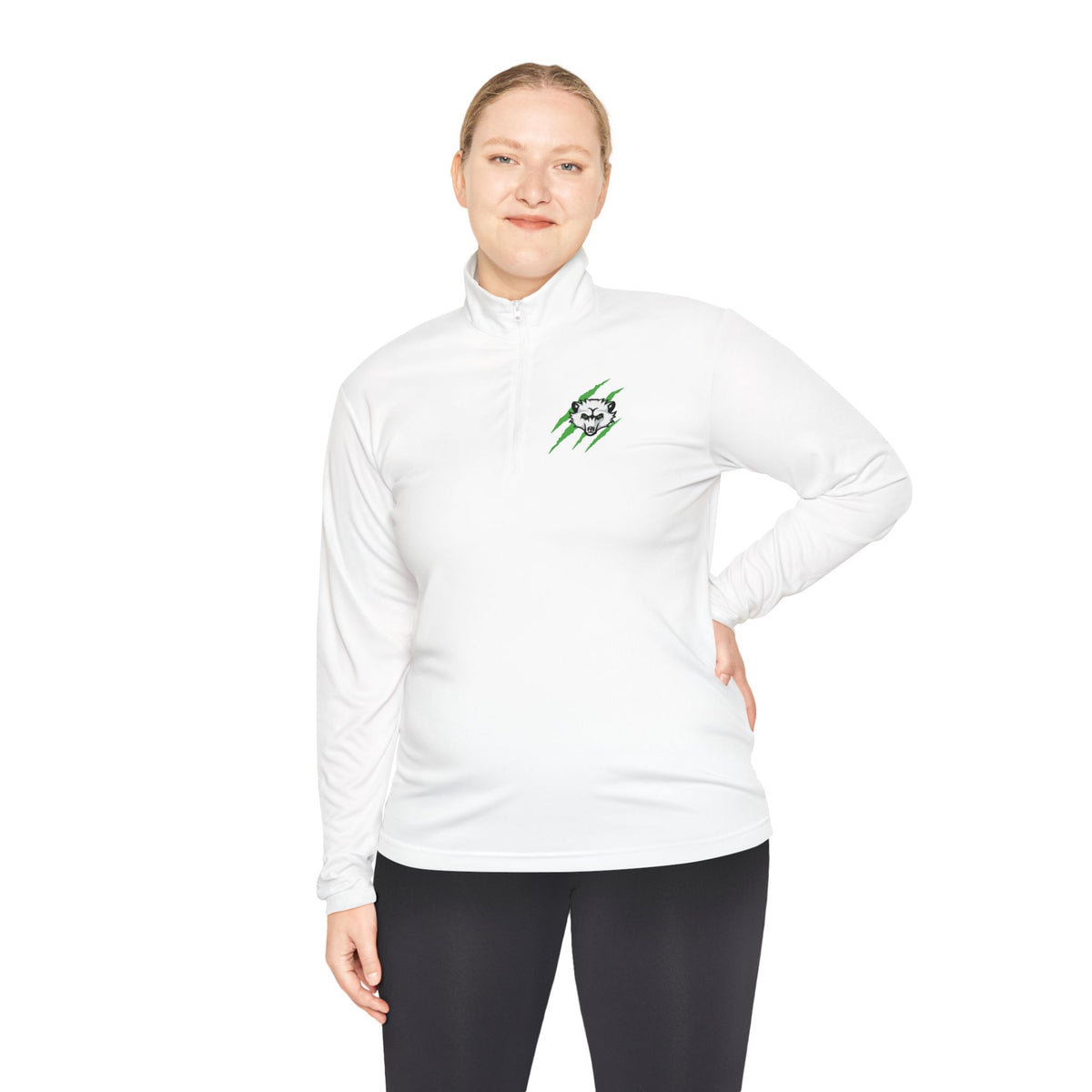Quarter-Zip Pullover — Green Lightning Skull Logo