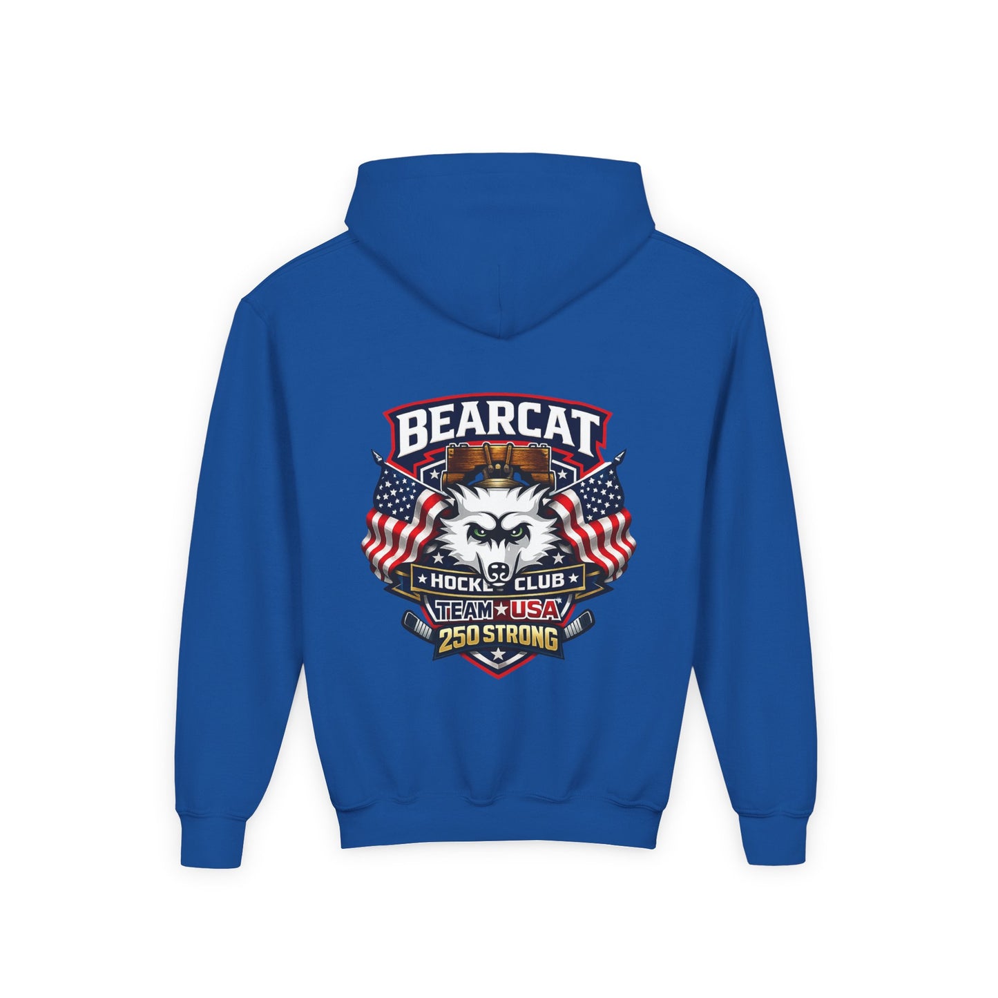 Bearcat Hockey International Youth Hoodie — Team USA Flag Mascot Sweatshirt