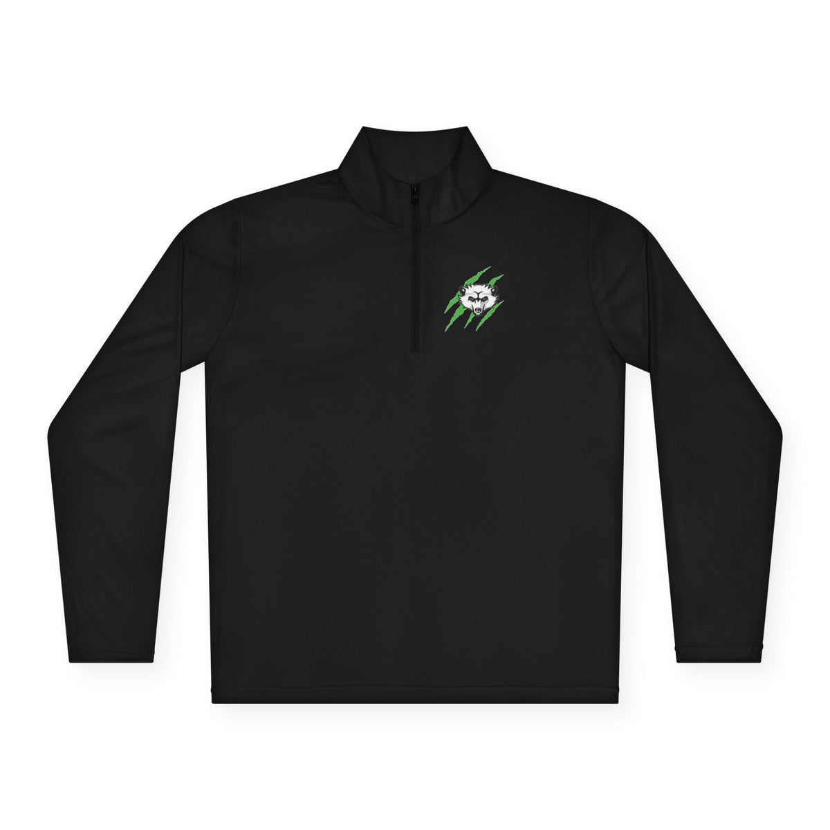 Quarter-Zip Pullover — Green Lightning Skull Logo