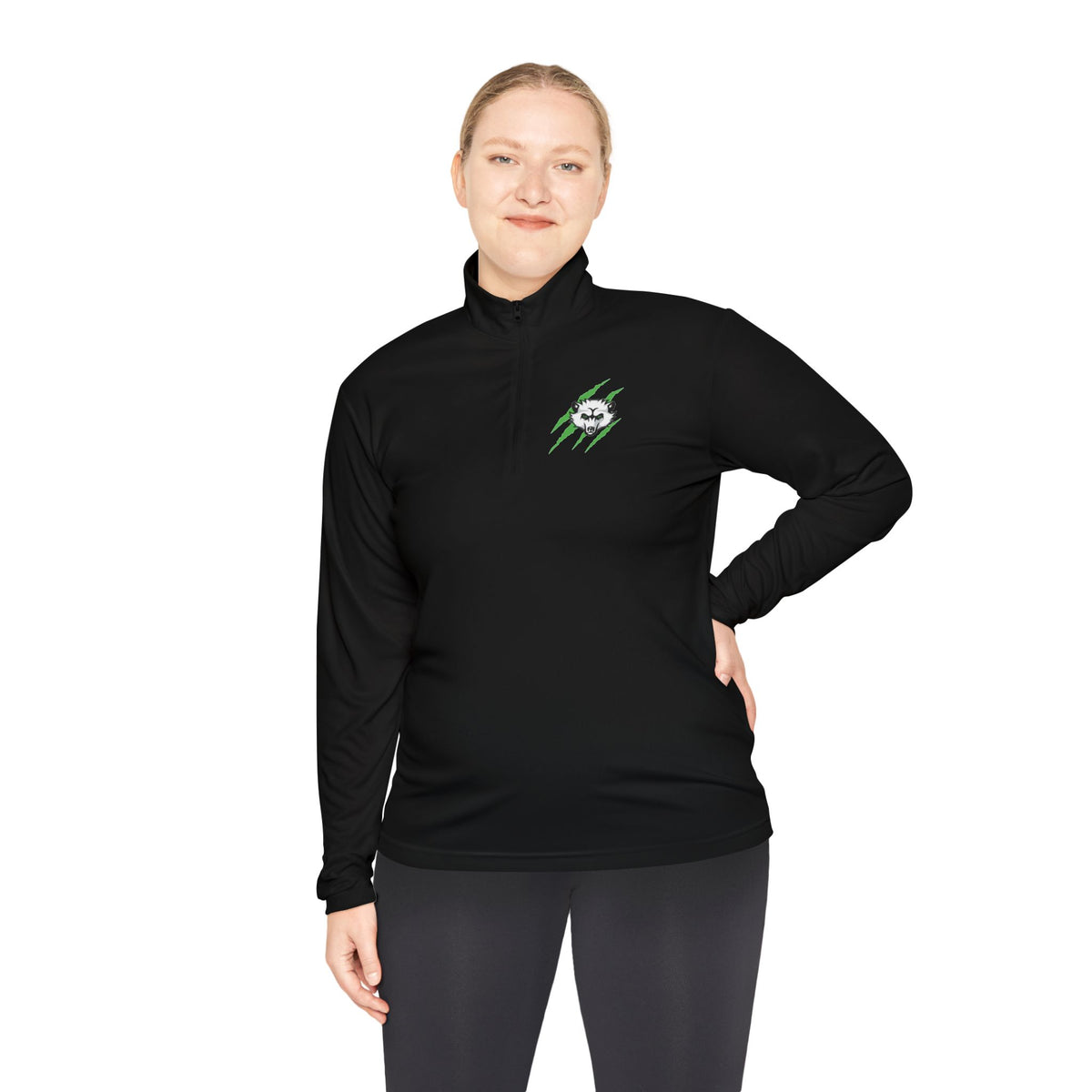 Quarter-Zip Pullover — Green Lightning Skull Logo