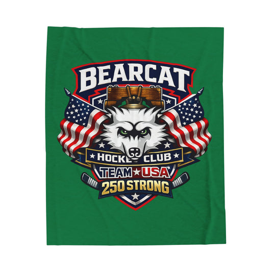 Bearcat Hockey Club Team USA Velveteen Plush Green Blanket