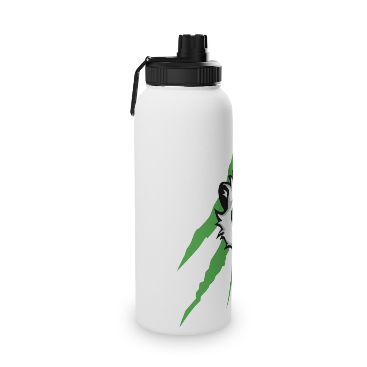 Stainless Steel Sports Water Bottle — Green Slash Design