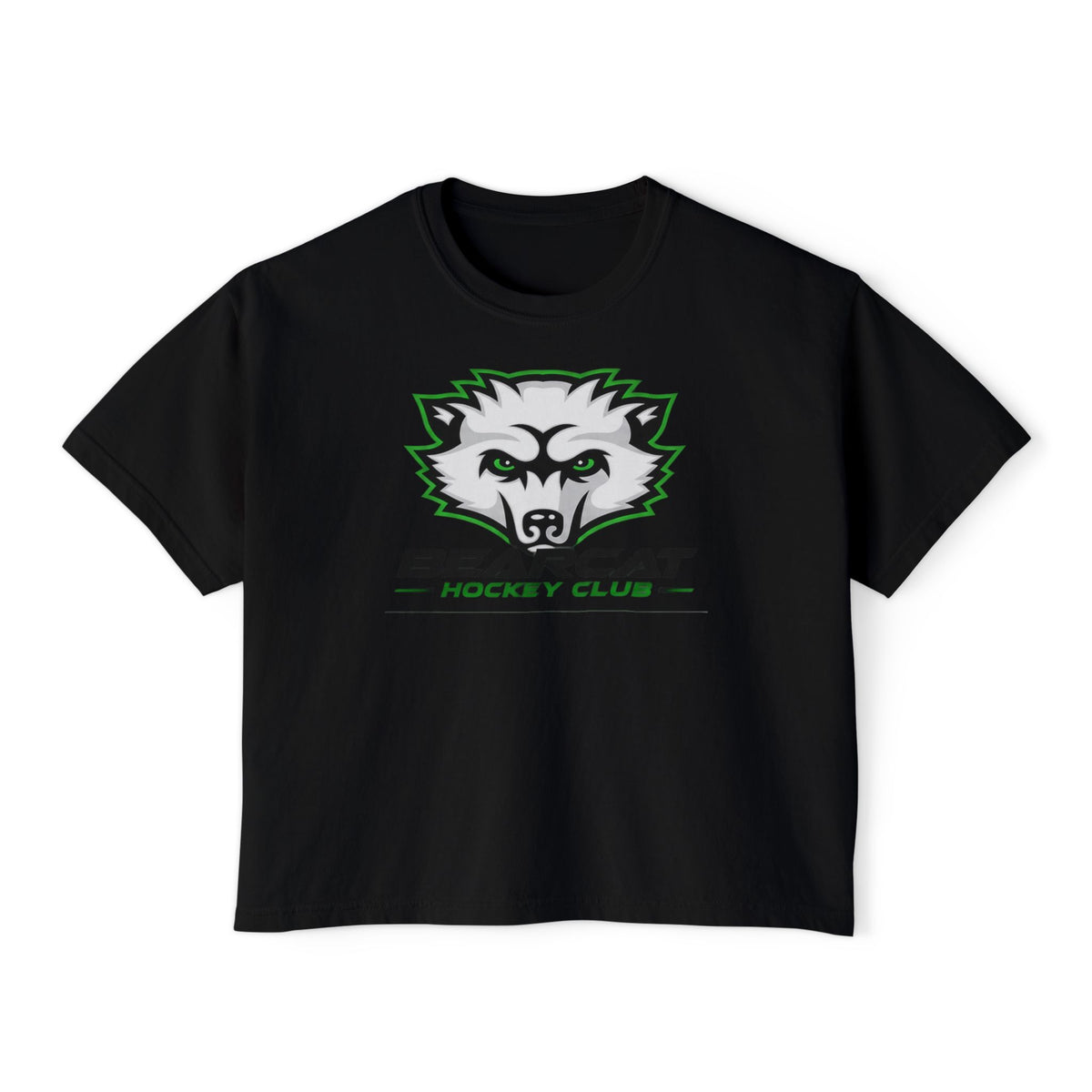 Bearcat Hockey Club Women's Boxy Tee — Retro Mascot Hockey Shirt