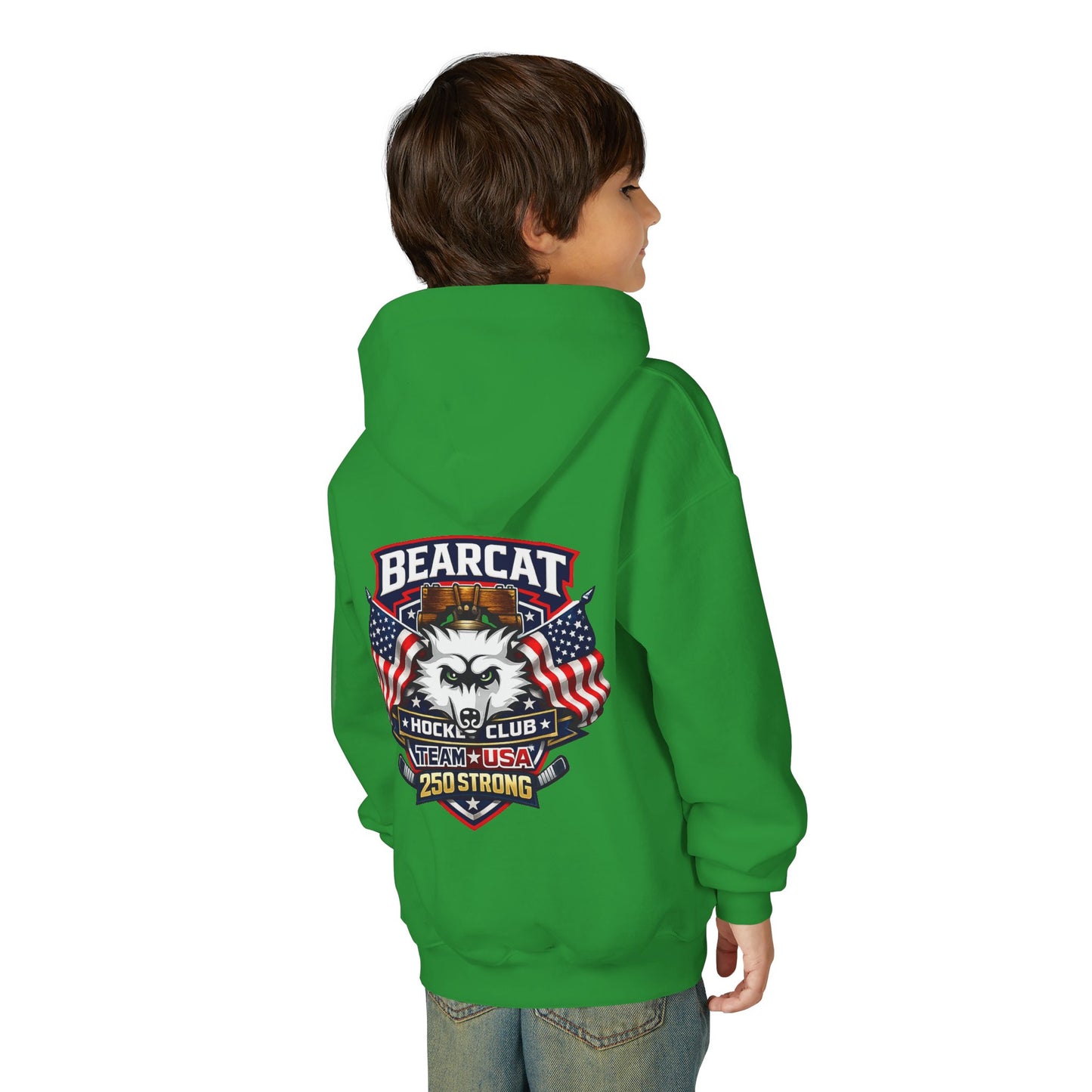 Bearcat Hockey International Youth Hoodie — Team USA Flag Mascot Sweatshirt