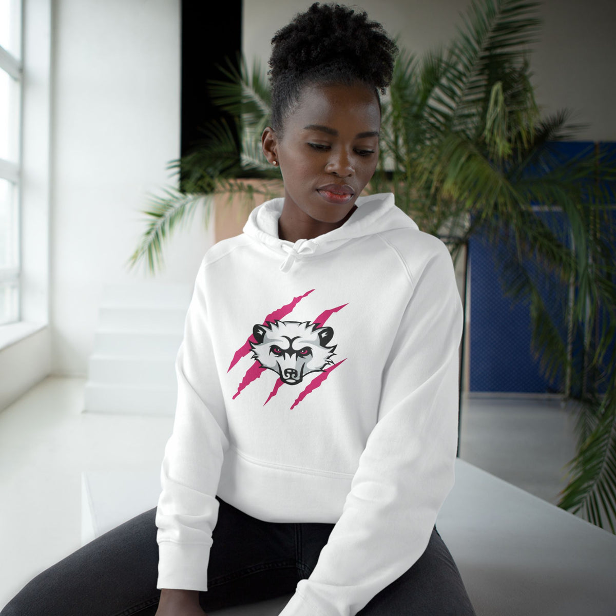 Girls Pink Logo Bearcat Hoodie