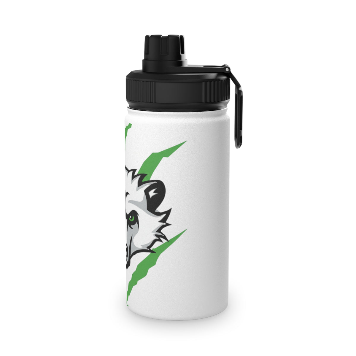 Stainless Steel Sports Water Bottle — Green Slash Design