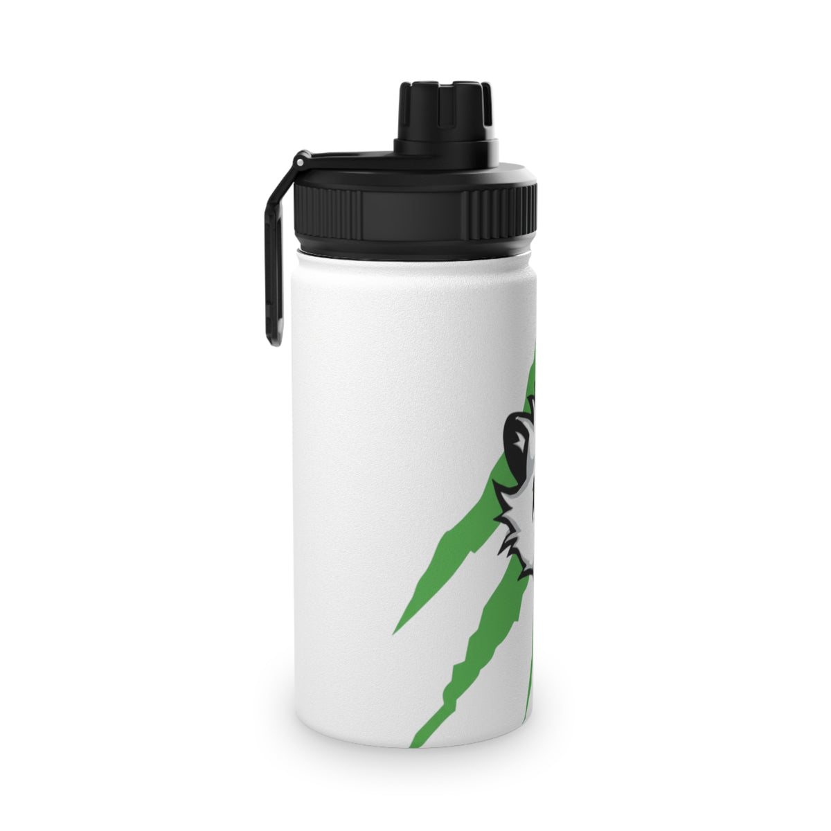 Stainless Steel Sports Water Bottle — Green Slash Design