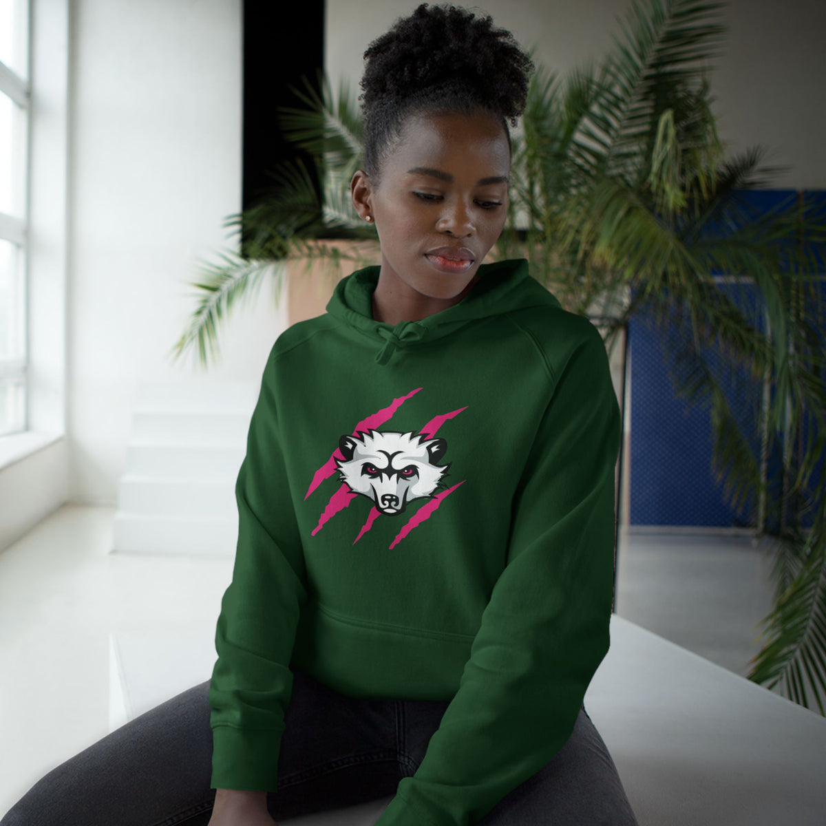 Girls Pink Logo Bearcat Hoodie