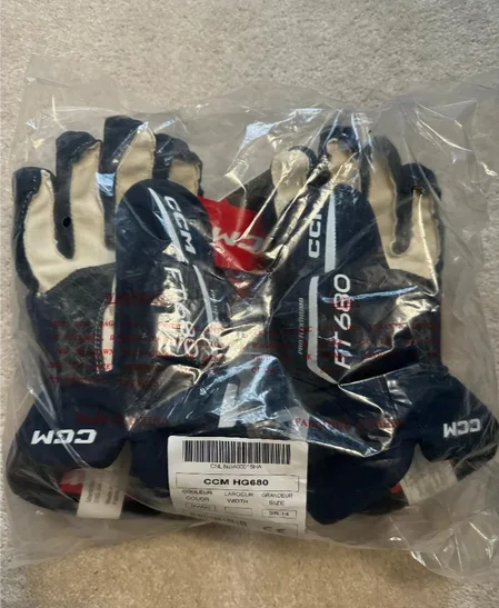 New CCM JetSpeed FT680 Gloves Navy/White